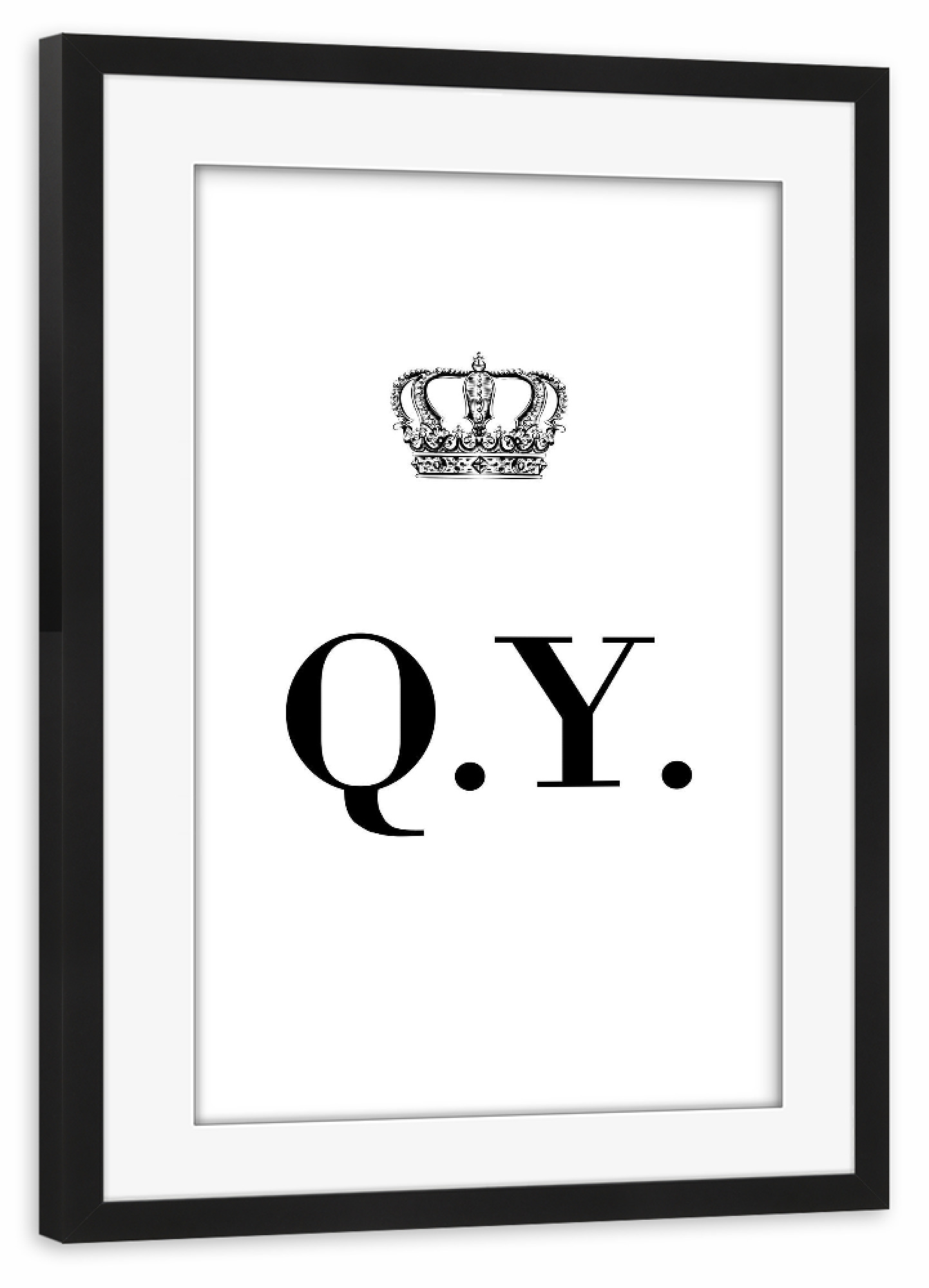 Poster mit Rahmen schwarz "King QY" artboxONE - Schwarzweiß,Buchstaben