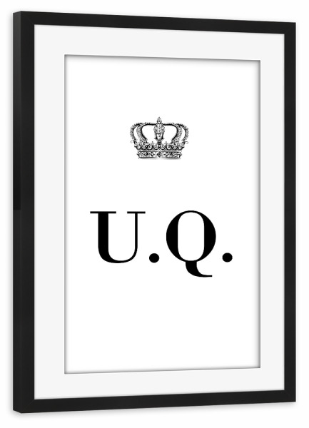 Poster mit Rahmen schwarz "King UQ" artboxONE - Schwarzweiß,Buchstaben