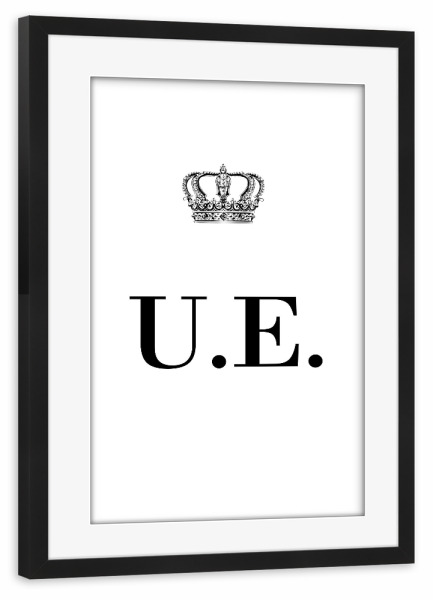 Poster mit Rahmen schwarz "King UE" artboxONE - Schwarzweiß,Buchstaben