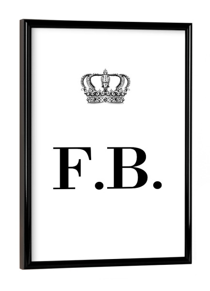 Poster mit schwarzem Rahmen "King FB" artboxONE - Schwarzweiß,Buchstaben