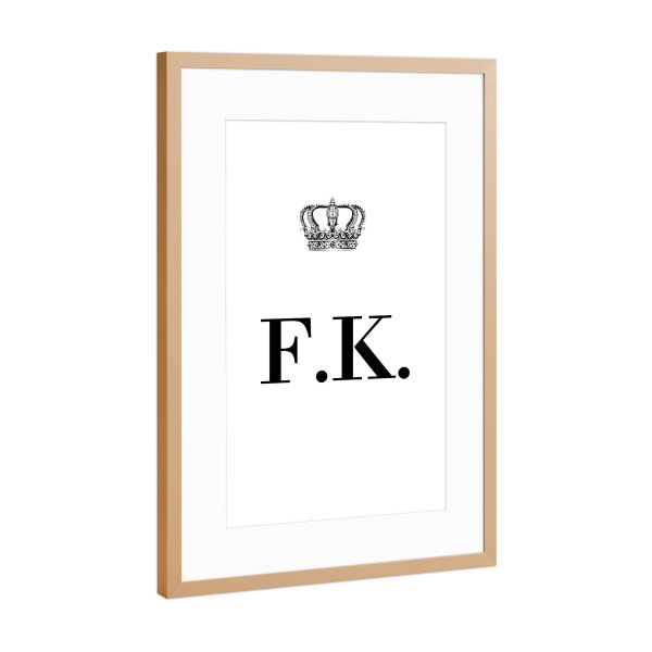 Poster mit Rahmen Kupfer "King FK" artboxONE - Schwarzweiß,Buchstaben