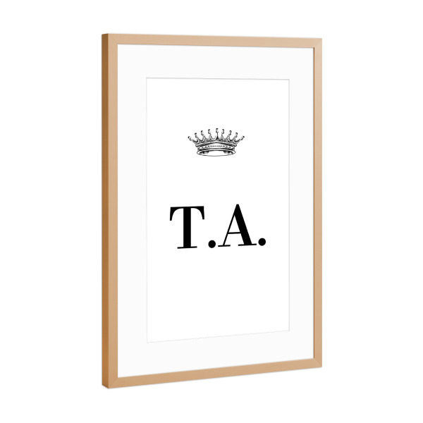 Poster mit Rahmen Kupfer "Queen TA" artboxONE - Schwarzweiß,Buchstaben