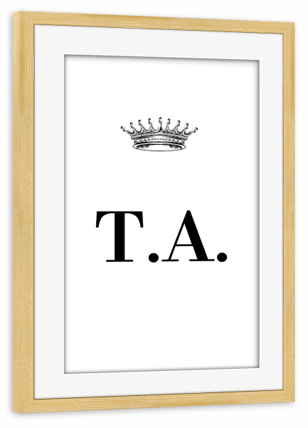 Poster mit Rahmen kiefer "Queen TA" artboxONE - Schwarzweiß,Buchstaben