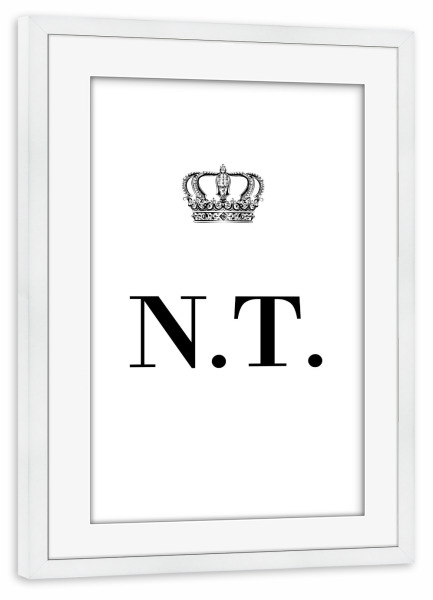 Poster mit Rahmen weiß "King NT" artboxONE - Schwarzweiß,Buchstaben