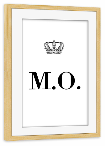 Poster mit Rahmen kiefer "King MO" artboxONE - Schwarzweiß,Buchstaben