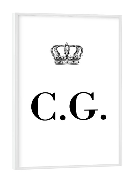 Poster mit weißem Rahmen "King CG" artboxONE - Schwarzweiß,Buchstaben
