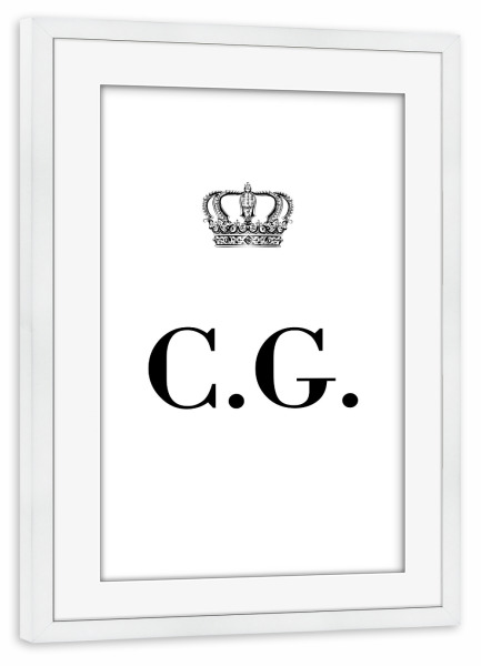 Poster mit Rahmen weiß "King CG" artboxONE - Schwarzweiß,Buchstaben