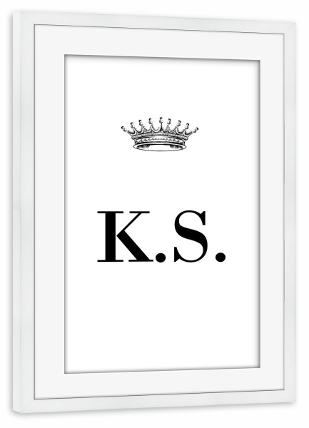 Poster mit Rahmen weiß "Queen KS" artboxONE - Schwarzweiß,Buchstaben