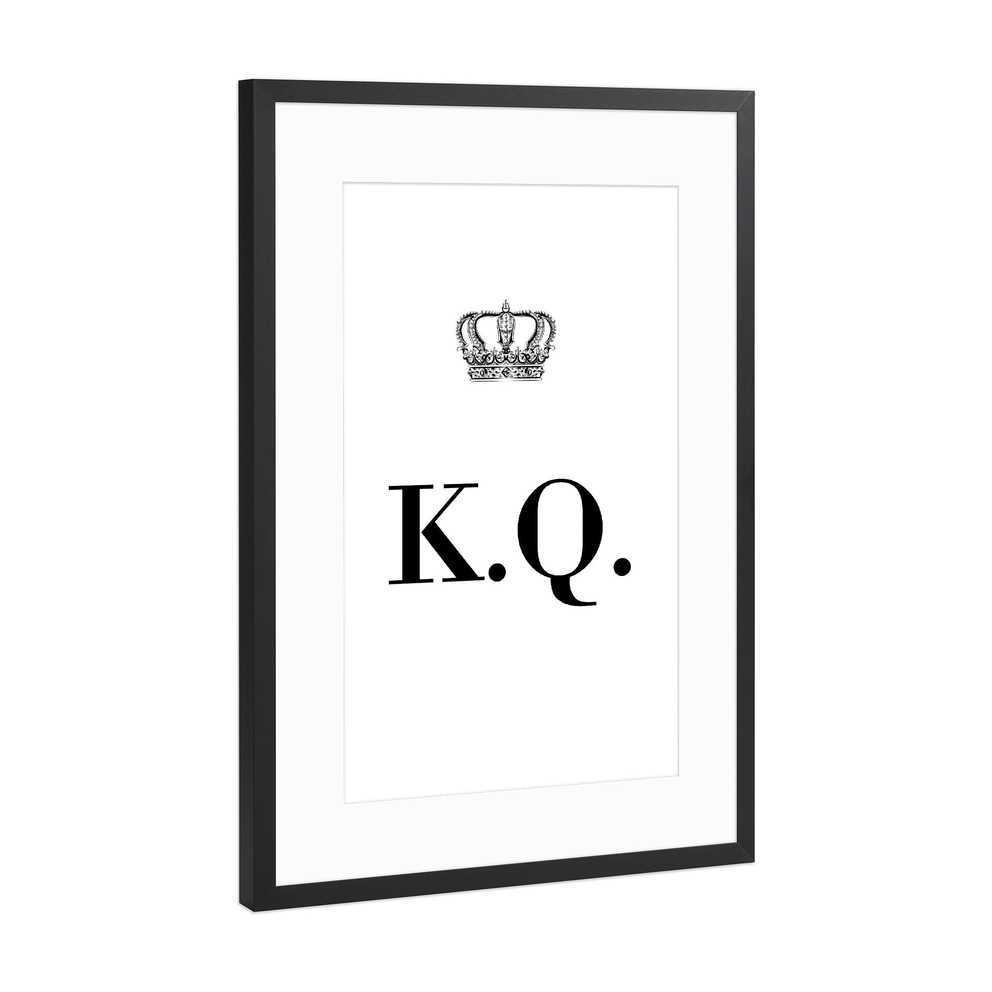 Poster mit Rahmen Schwarz (Metallic) "King KQ" artboxONE - Schwarzweiß,Buchstaben