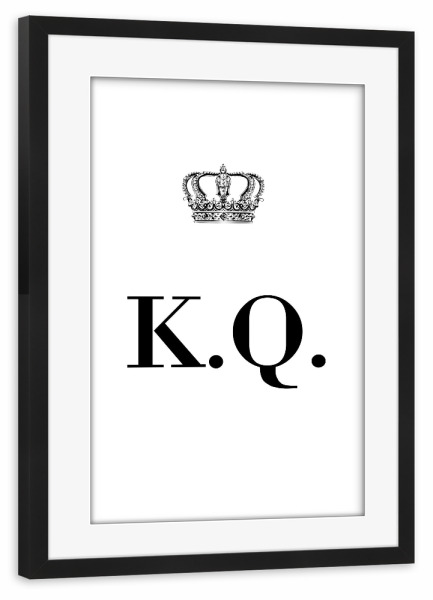 Poster mit Rahmen schwarz "King KQ" artboxONE - Schwarzweiß,Buchstaben