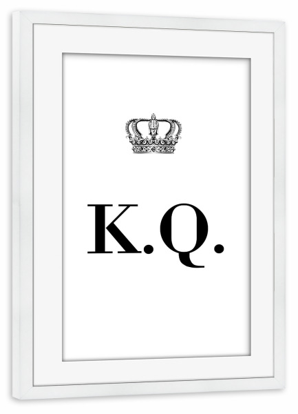 Poster mit Rahmen weiß "King KQ" artboxONE - Schwarzweiß,Buchstaben