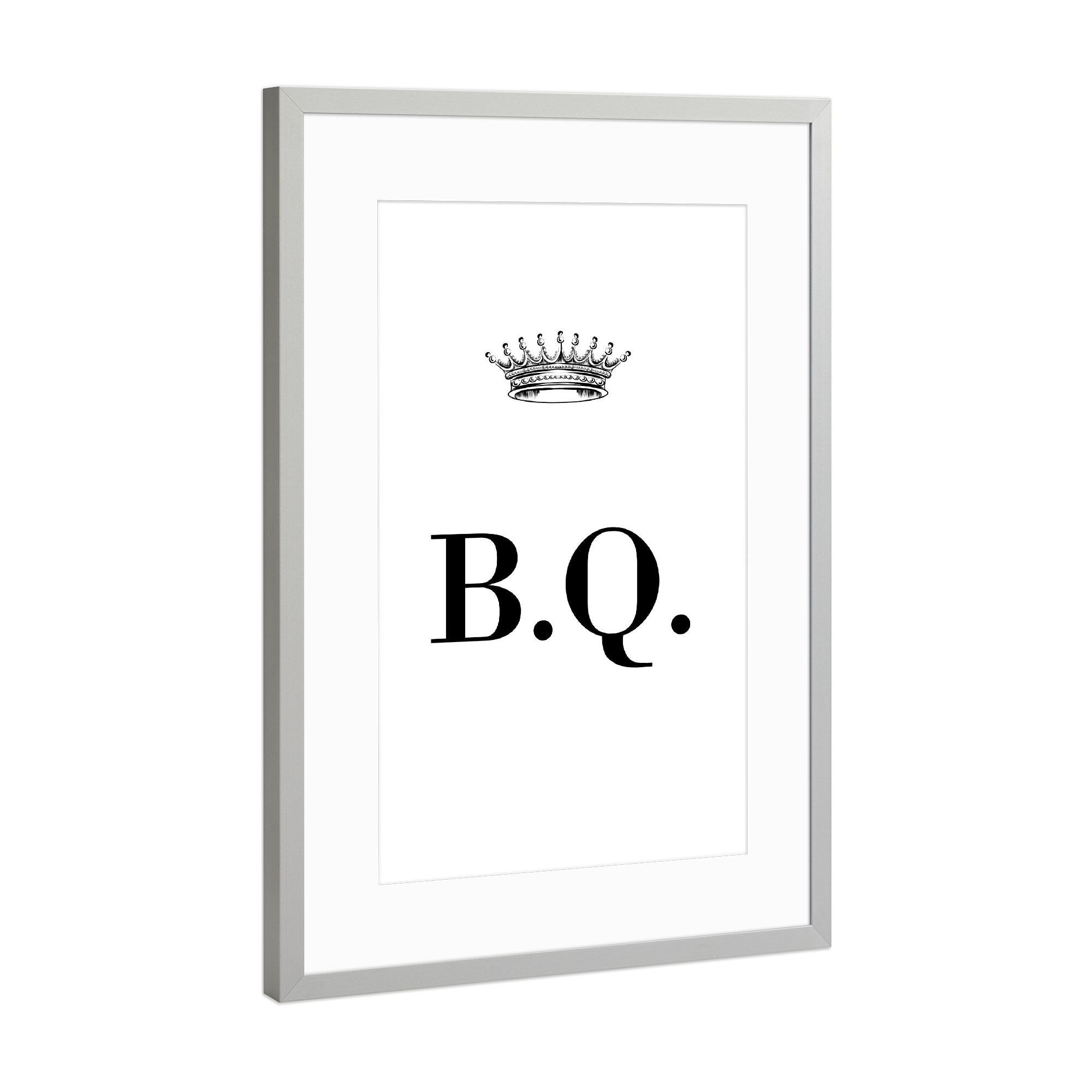 Poster mit Rahmen Silber "Queen BQ" artboxONE - Schwarzweiß,Buchstaben