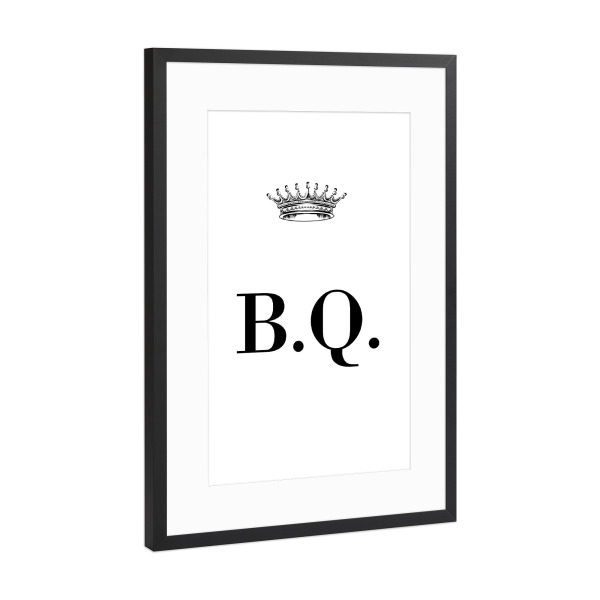 Poster mit Rahmen Schwarz (Metallic) "Queen BQ" artboxONE - Schwarzweiß,Buchstaben