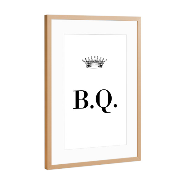 Poster mit Rahmen Kupfer "Queen BQ" artboxONE - Schwarzweiß,Buchstaben