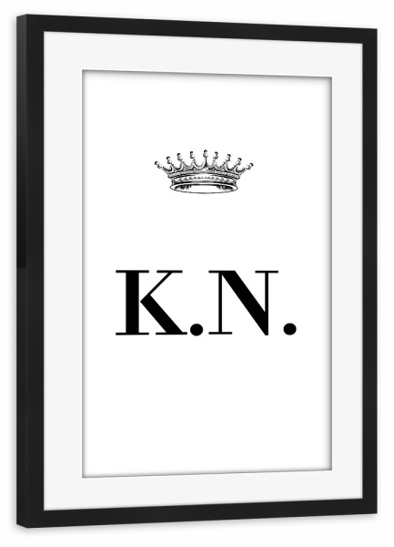 Poster mit Rahmen schwarz "Queen KN" artboxONE - Schwarzweiß,Buchstaben