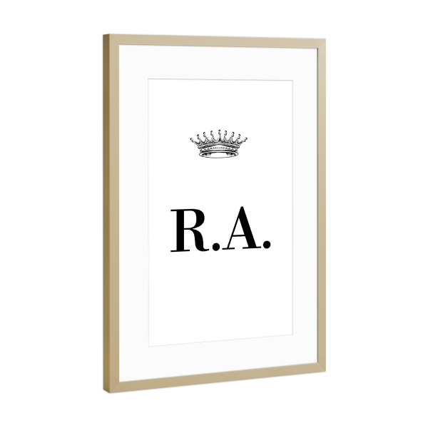 Poster mit Rahmen Gold "Queen RA" artboxONE - Schwarzweiß,Buchstaben