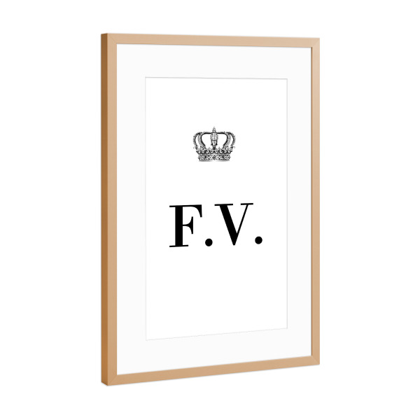 Poster mit Rahmen Kupfer "King FV" artboxONE - Schwarzweiß,Buchstaben