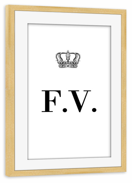 Poster mit Rahmen kiefer "King FV" artboxONE - Schwarzweiß,Buchstaben