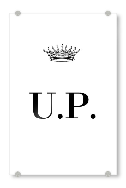 Acrylglasbild "Queen UP" artboxONE - Schwarzweiß,Buchstaben