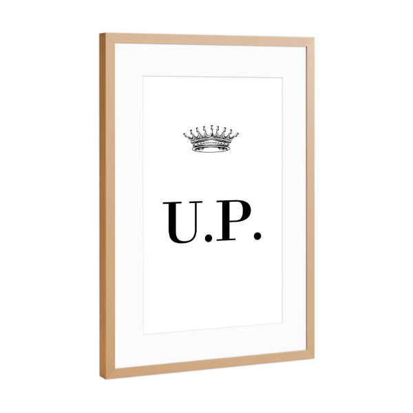 Poster mit Rahmen Kupfer "Queen UP" artboxONE - Schwarzweiß,Buchstaben