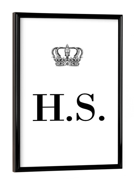 Poster mit schwarzem Rahmen "King HS" artboxONE - Schwarzweiß,Buchstaben