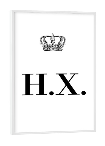 Poster mit weißem Rahmen "King HX" artboxONE - Schwarzweiß,Buchstaben