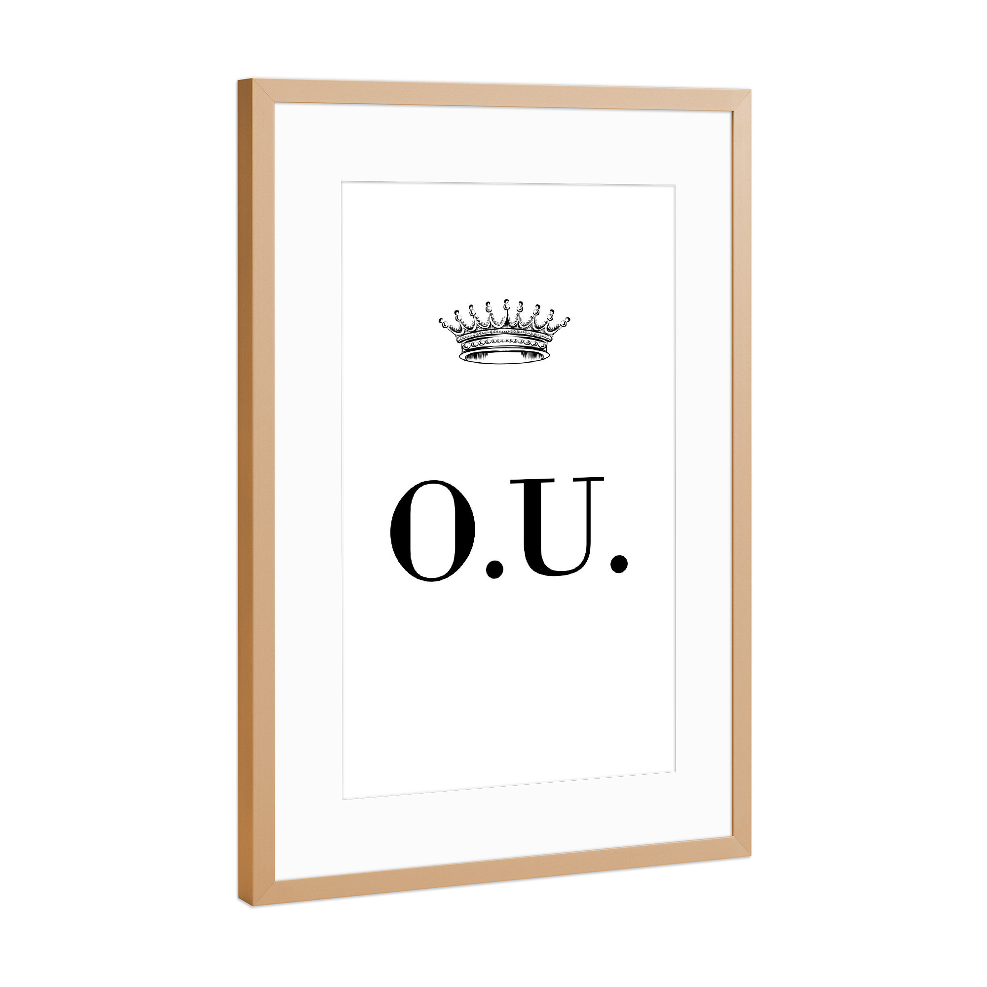 Poster mit Rahmen Kupfer "Queen OU" artboxONE - Schwarzweiß,Buchstaben