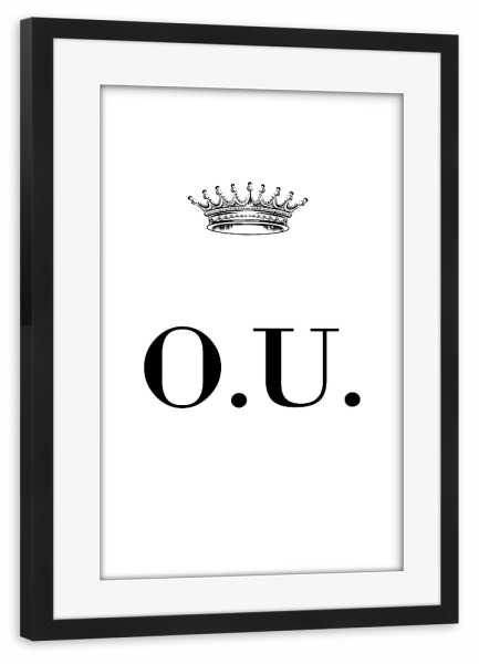 Poster mit Rahmen schwarz "Queen OU" artboxONE - Schwarzweiß,Buchstaben