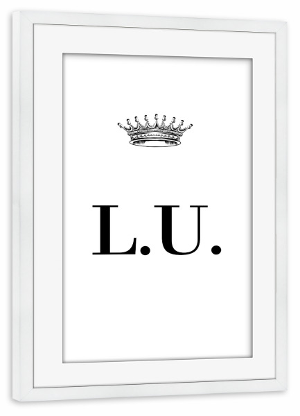 Poster mit Rahmen weiß "Queen LU" artboxONE - Schwarzweiß,Buchstaben