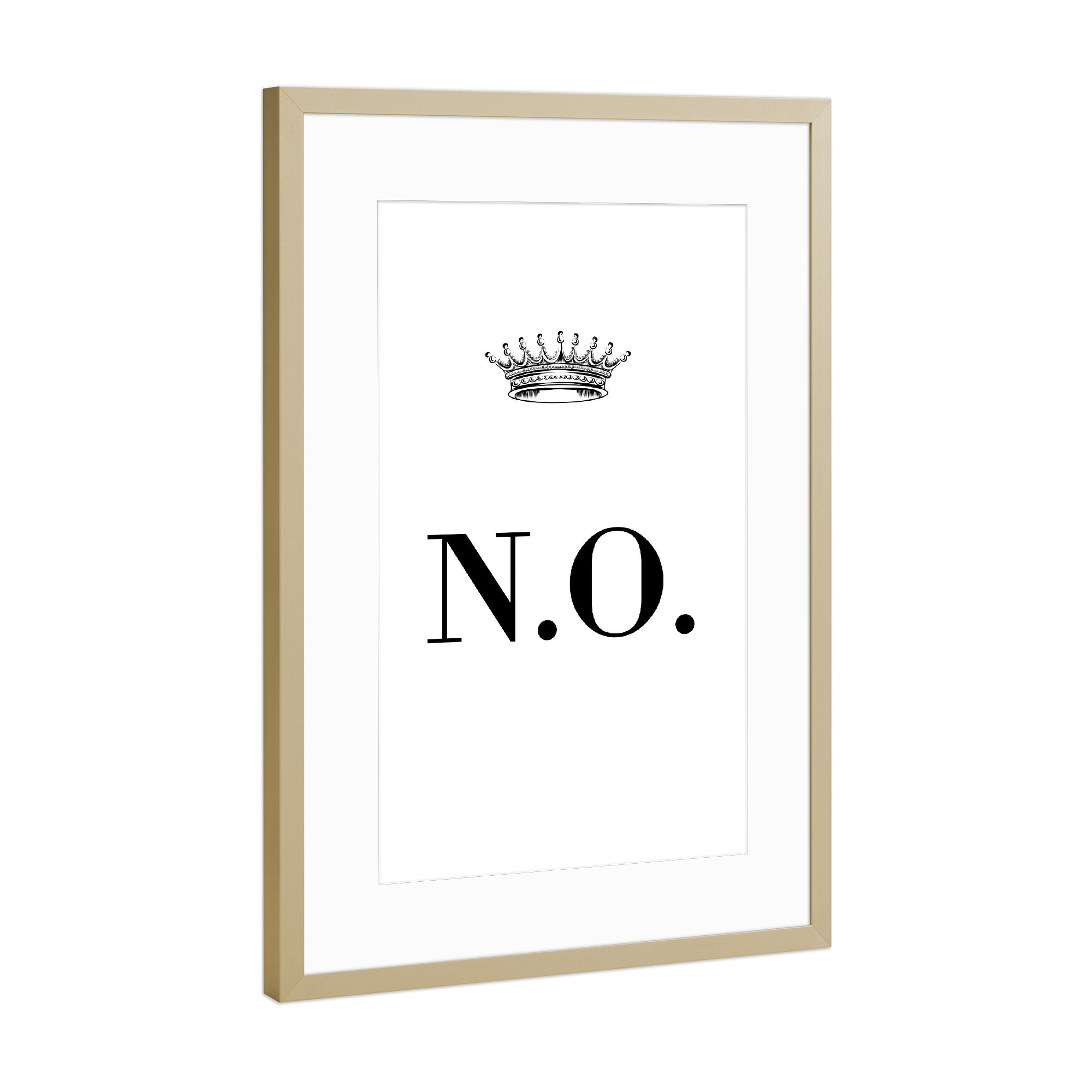 Poster mit Rahmen Gold "Queen NO" artboxONE - Schwarzweiß,Buchstaben