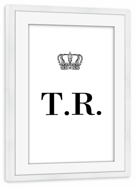 Poster mit Rahmen weiß "King TR" artboxONE - Schwarzweiß,Buchstaben
