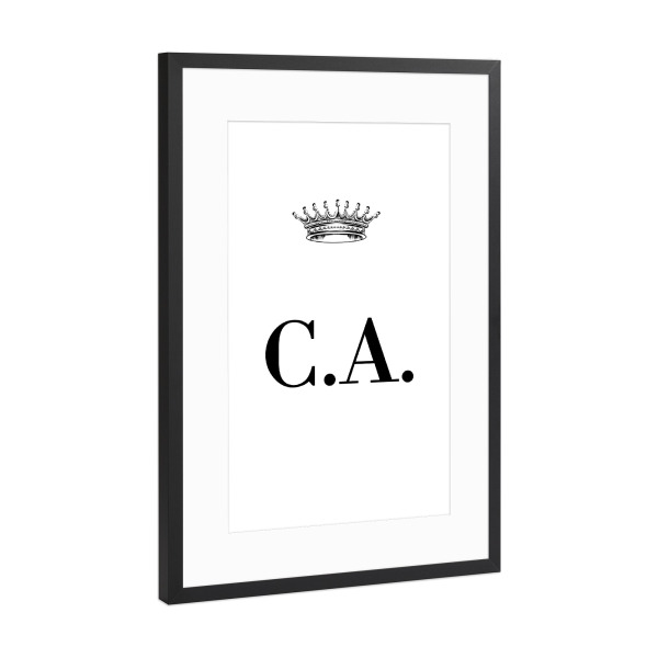 Poster mit Rahmen Schwarz (Metallic) "Queen CA" artboxONE - Schwarzweiß,Buchstaben