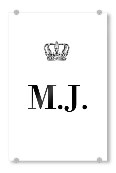 Acrylglasbild "King MJ" artboxONE - Schwarzweiß,Buchstaben