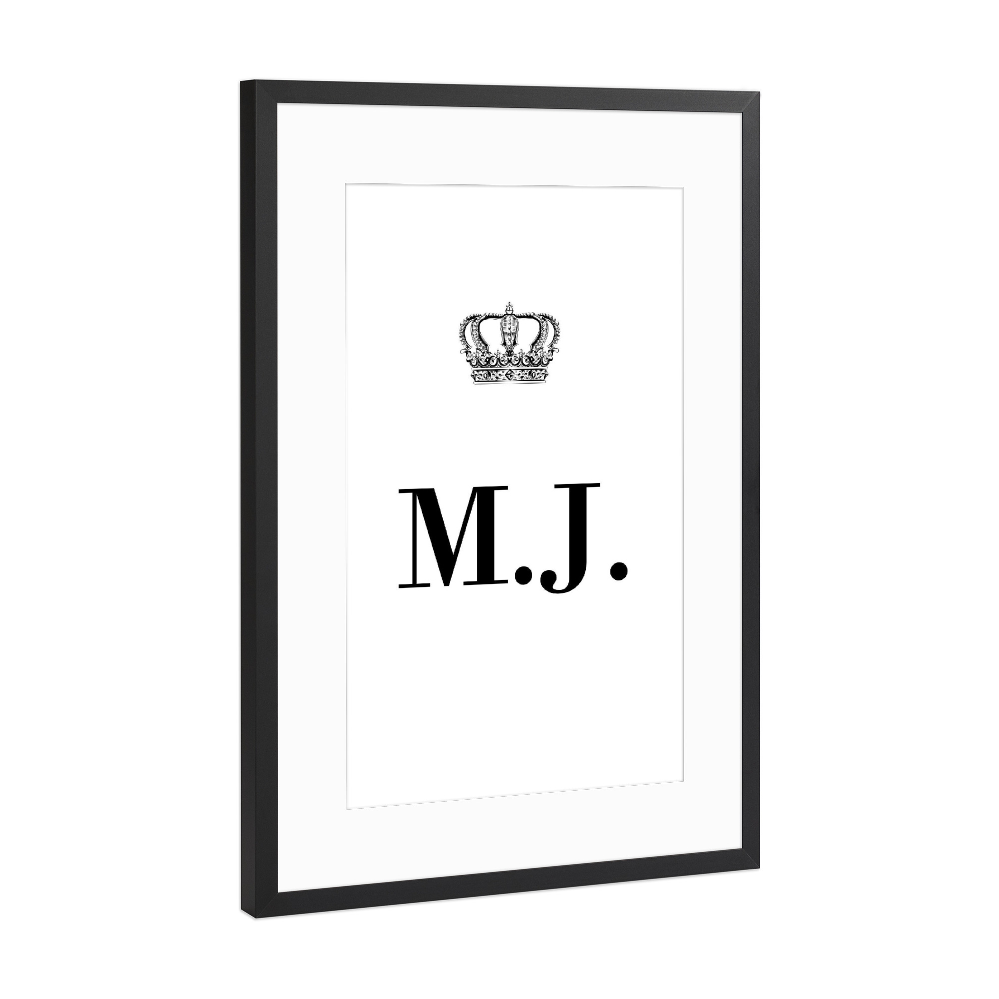Poster mit Rahmen Schwarz (Metallic) "King MJ" artboxONE - Schwarzweiß,Buchstaben