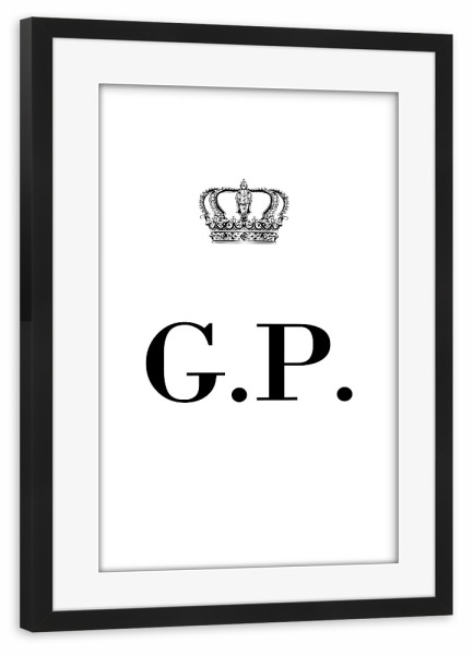Poster mit Rahmen schwarz "King GP" artboxONE - Schwarzweiß,Buchstaben