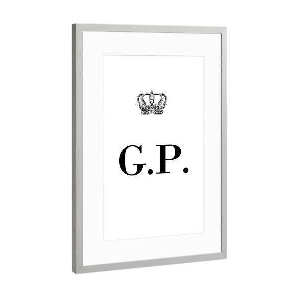 Poster mit Rahmen Silber "King GP" artboxONE - Schwarzweiß,Buchstaben
