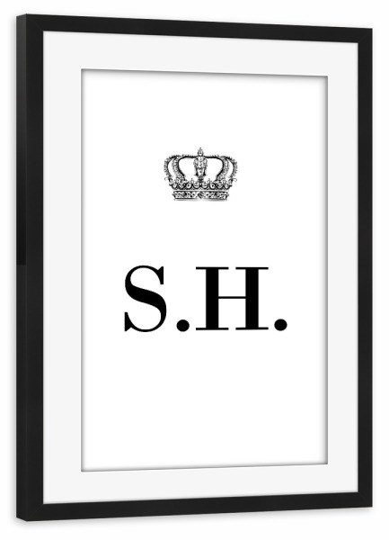 Poster mit Rahmen schwarz "King SH" artboxONE - Schwarzweiß,Buchstaben