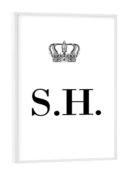 Poster mit weißem Rahmen "King SH" artboxONE - Schwarzweiß,Buchstaben