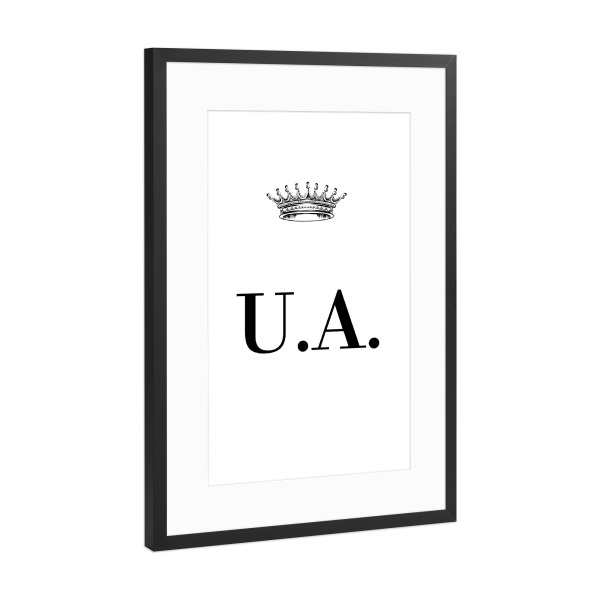 Poster mit Rahmen Schwarz (Metallic) "Queen UA" artboxONE - Schwarzweiß,Buchstaben