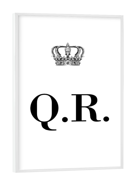 Poster mit weißem Rahmen "King QR" artboxONE - Schwarzweiß,Buchstaben