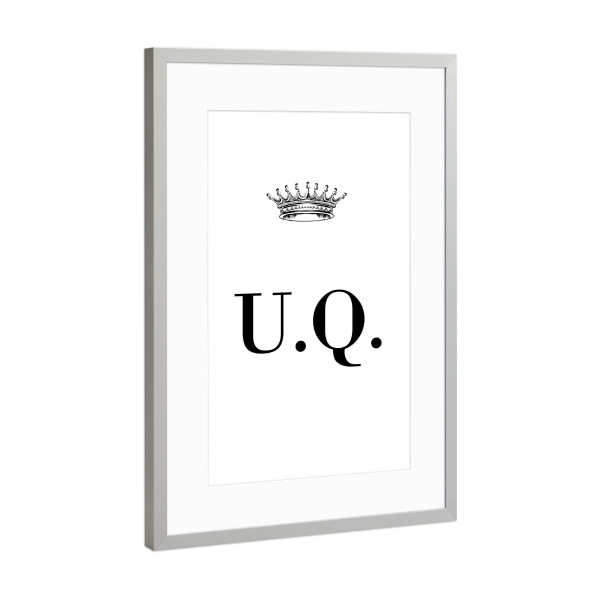 Poster mit Rahmen Silber "Queen UQ" artboxONE - Schwarzweiß,Buchstaben