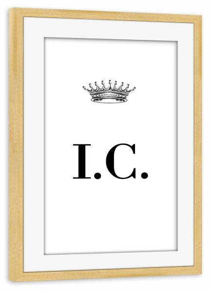 Poster mit Rahmen kiefer "Queen IC" artboxONE - Schwarzweiß,Buchstaben