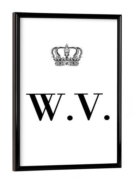 Poster mit schwarzem Rahmen "King WV" artboxONE - Schwarzweiß,Buchstaben