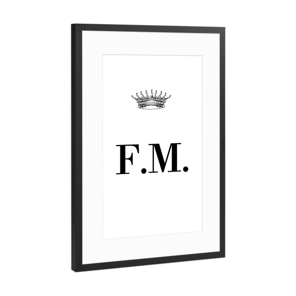 Poster mit Rahmen Schwarz (Metallic) "Queen FM" artboxONE - Schwarzweiß,Buchstaben
