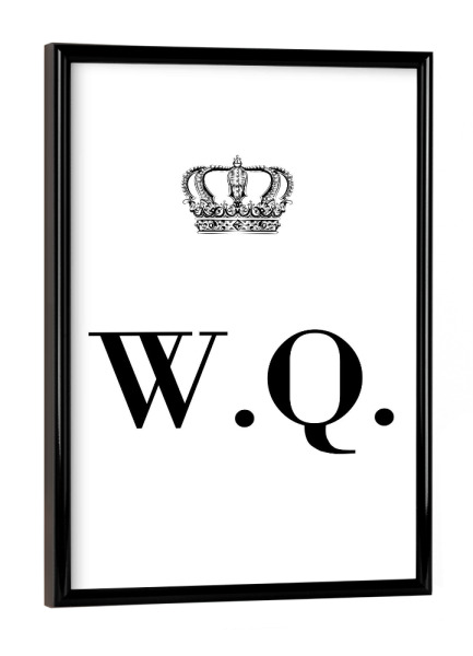 Poster mit schwarzem Rahmen "King WQ" artboxONE - Schwarzweiß,Buchstaben