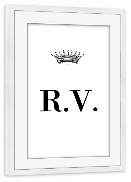 Poster mit Rahmen weiß "Queen RV" artboxONE - Schwarzweiß,Buchstaben