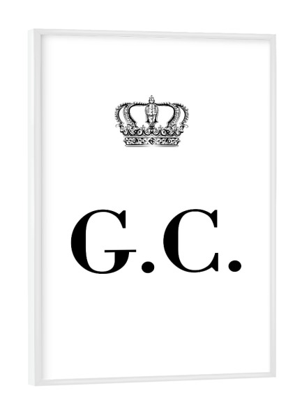 Poster mit weißem Rahmen "King GC" artboxONE - Schwarzweiß,Buchstaben