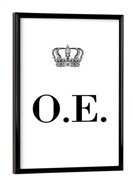 Poster mit schwarzem Rahmen "King OE" artboxONE - Schwarzweiß,Buchstaben
