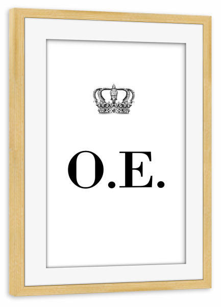 Poster mit Rahmen kiefer "King OE" artboxONE - Schwarzweiß,Buchstaben