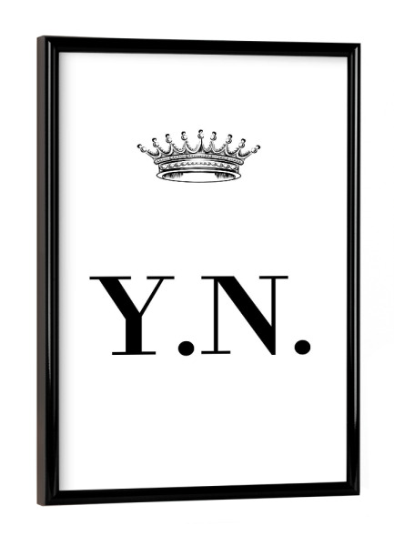 Poster mit schwarzem Rahmen "Queen YN" artboxONE - Schwarzweiß,Buchstaben